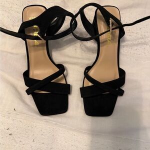 Soda Black Strappy Heels